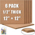 SUNGIFT Cork Board 12"x12" - 1/2" Thick Square Bulletin Boards 6 Pack with 50 Push Pins for Wall