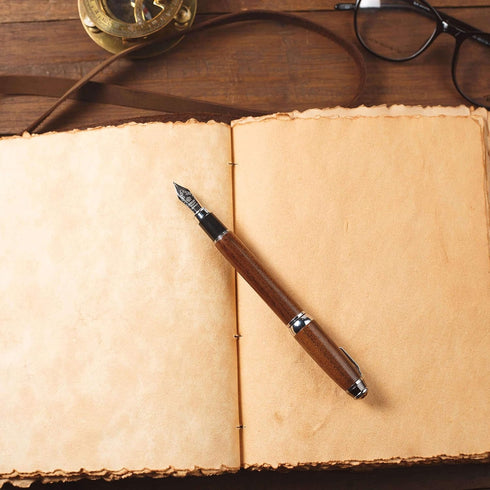 NomadCraftsCo. Vintage Leather Journal, Handmade Leather Sketchbook, Antique Deckle Edge Paper, Book of Shadows Journal