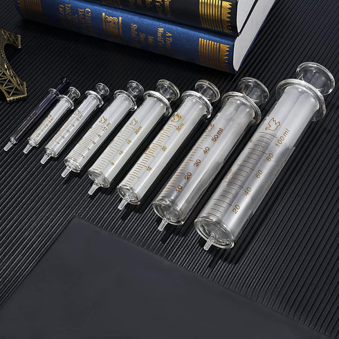 2 Pack Glass Syringes, 50ml with Caps