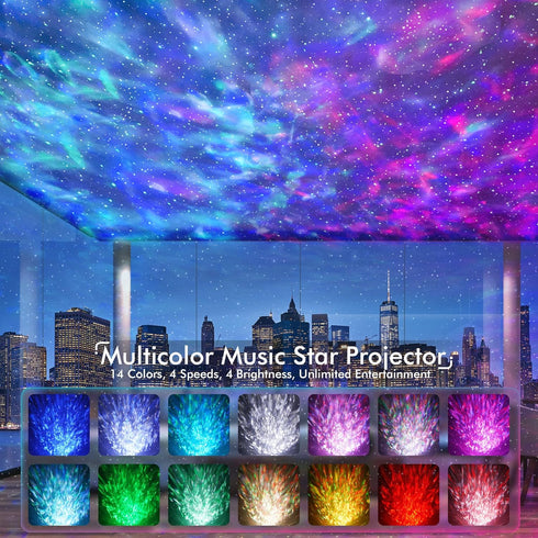 Rossetta Star Projector, Galaxy Projector for Bedroom Nebula Night Light Projector with White Noise, Bluetooth Speaker