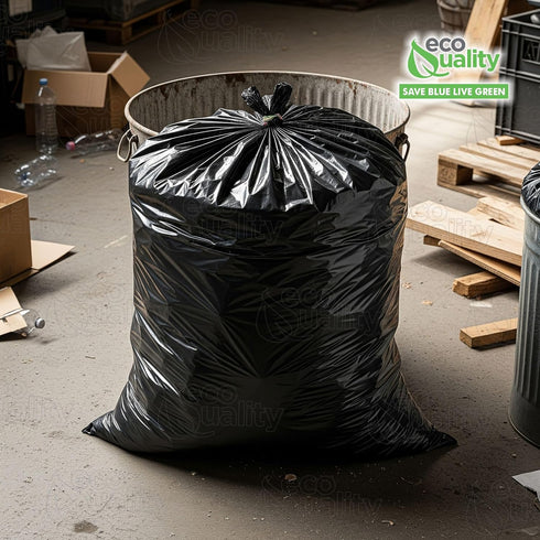 40-45 45 Count, EcoQuality Strong Trash Bags, Wastebasket Receptacle Can Liner, Large Gallon, Black For Kitchen