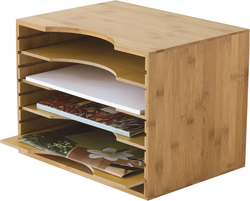 Lipper International Bamboo Wood File Organizer with 4 Dividers, 12 3/4" x 9 1/4" x 9 1/2"