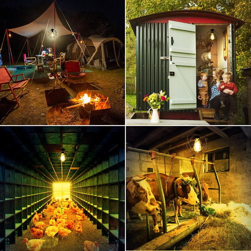 Solar Pendant Light - Outdoor/Indoor Solar Chandelier with Pull Cord, Perfect for Home, Chicken Coop, Porch, Barn