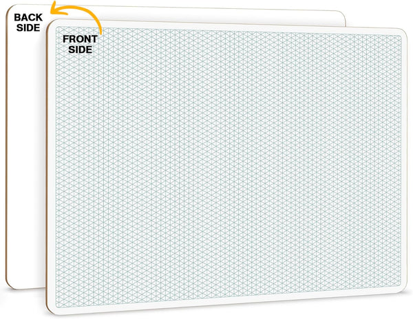 SCRIBBLEDO Isometric Grid 11"x14" Large Graph Dry Erase Board, Double-Sided White Board for Home School Classroom