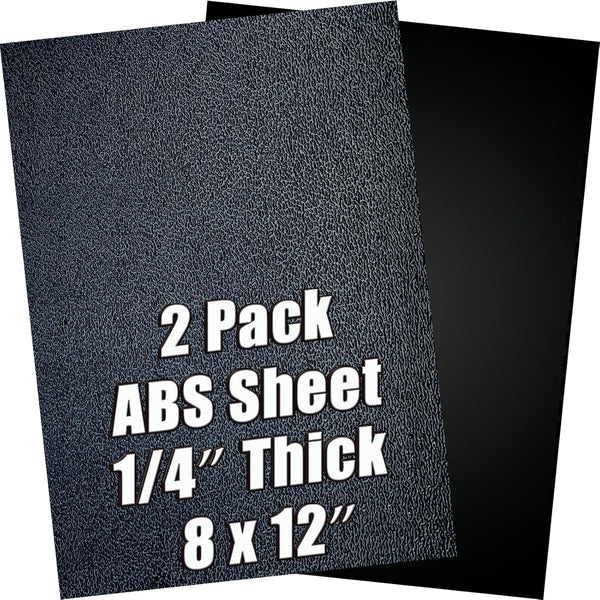 ABS Plastic Sheet 1/4 Inch Thick, 8" x 12" (2-Pack), Black Rigid Moldable Panel for DIY Home Decor