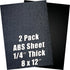 ABS Plastic Sheet 1/4 Inch Thick, 8" x 12" (2-Pack), Black Rigid Moldable Panel for DIY Home Decor