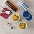 Restaurantware Bio Tek 12 Ounce Soup Containers, 25 Durable Disposable Blue and White Paper Soup Bowls