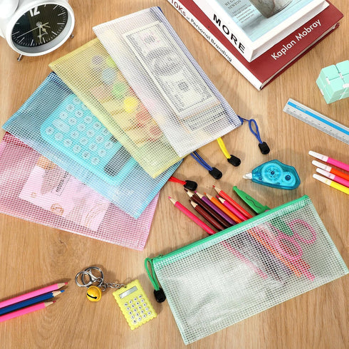 Sherr 120 Pcs Mesh Zipper Pouch Bulk, Small Waterproof Document Pouch with Zipper for School Office Travel