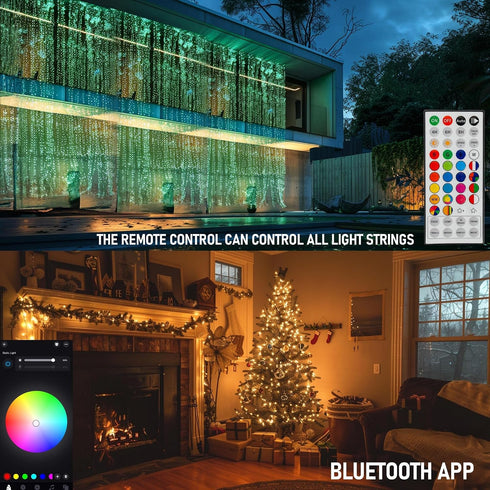 98FT 300 Dazzle Bright Smart Christmas String Lights, LED RGB Color Changing String Lights with Remote & App