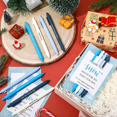 Sayglossy 150 Pcs Winter Snowflake Ballpoint Pens Gifts Bulk Employee Appreciation Gifts Inspirational Pens with Thank