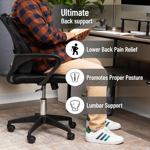 Chiropractor-Recommended, Mind Reader Air-Cloud Lumbar Cushion, Ergonomic Memory Foam Back Support Pillow for Office
