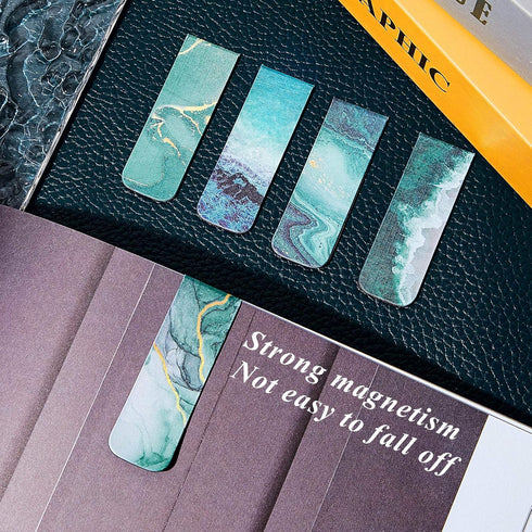 Zonon 10 Pieces Magnetic Bookmarks, Assorted Ocean Patterns, Durable Magnetic Page Markers for Students, Teachers,
