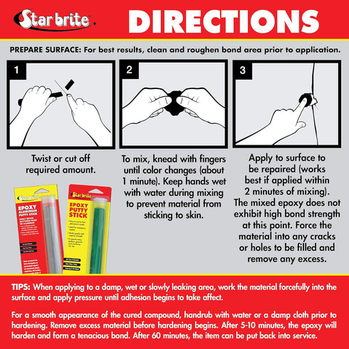 STAR BRITE 4 Oz Epoxy Putty Stick, Easy, Fast, Permanent Repairs, Even Underwater