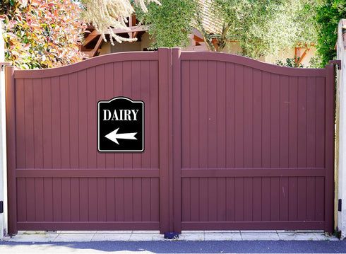 15"x18" Dairy Left Arrow BLACK Aluminum Composite Sign