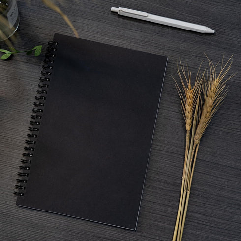 DSTELIN 9 inch x 6 inch Blank Spiral Notebook, Soft Cover, 160 Pages / 80 Sheets, Black Sketch Book