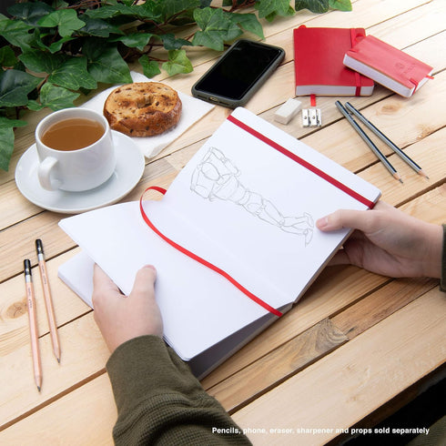 Pentalic Pocket Sketchbook Traveler Journal, 4" x 6", Red, 160 Pages