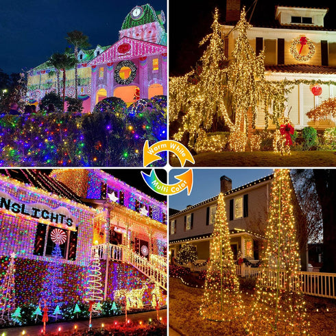 82FT 200 8 LED Color Changing Christmas String Lights with Remote & Timer & Memory Function, Lighting Modes Waterproof