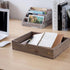 MyGift Set of 2 Stackable Vintage Brown Wood Document Letter Paper Trays with Distressed Finish for Office Desktop