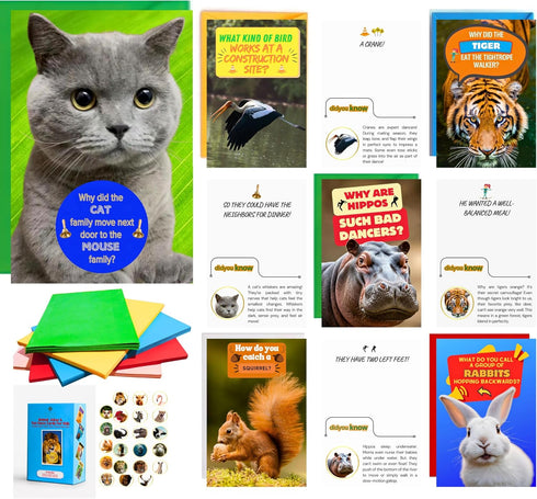 Imperial Designs 50 Animal Jokes & Fun Facts Cards, No Repeats (4x6),