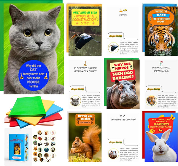 Imperial Designs 50 Animal Jokes & Fun Facts Cards, No Repeats (4x6),