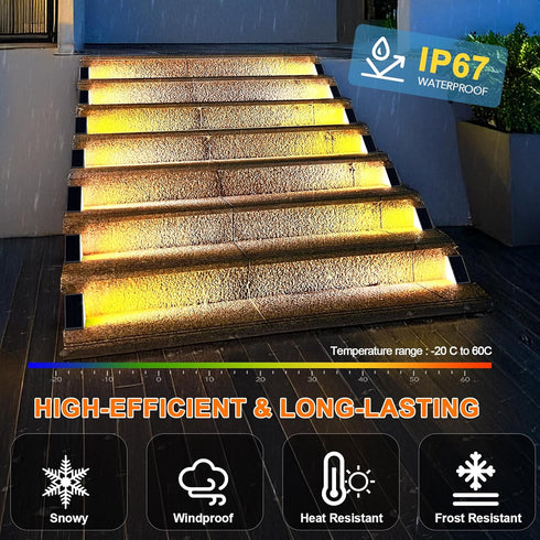 IP67 6 Pack LED Solar Step Lights Waterproof Outdoor Stair Lights, Solar Deck Lights Outdoor Decor Solar Decoration