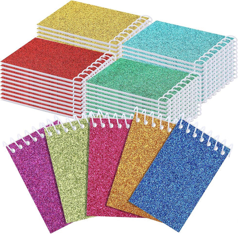 Geyee 45 Pcs Bulk Small Notepad, Pocket Notepad, Christmas Glitter Mini Notebooks, 3 x 5 Inch