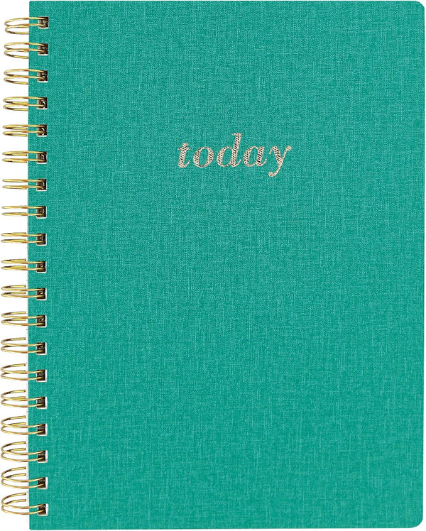 Graphique Vegan Leather Spiral Journal, Green Today, 8” x 10", 192 Lined Pages, "Today" Quote in Gold Foil Cover