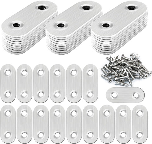 40 Pcs Stainless Straight Bracket (1.57*0.63 inch) Flat Braces, Metal Fixed Connecting Plate with 80 Pcs 304 SS Screws