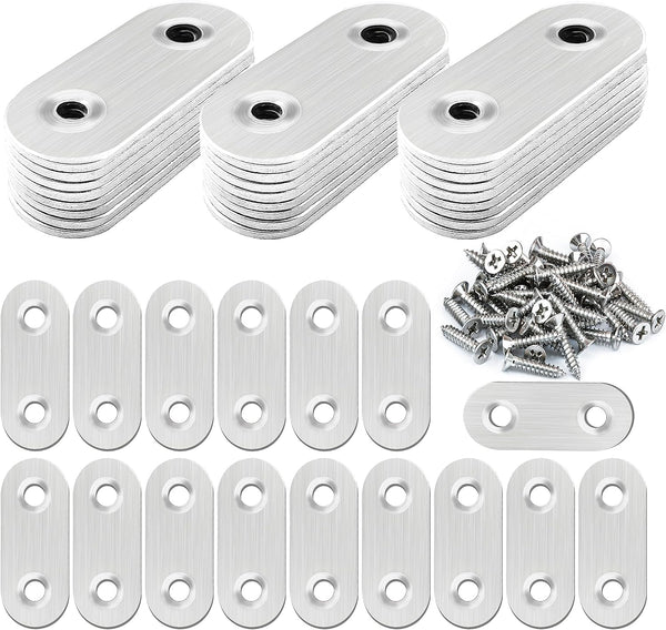 40 Pcs Stainless Straight Bracket (1.57*0.63 inch) Flat Braces, Metal Fixed Connecting Plate with 80 Pcs 304 SS Screws