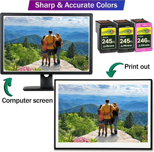 Mirone Compatible Ink Cartridges Replacement for Canon 245 and 246 245xl 246xl for Pixma MG2522 Ink