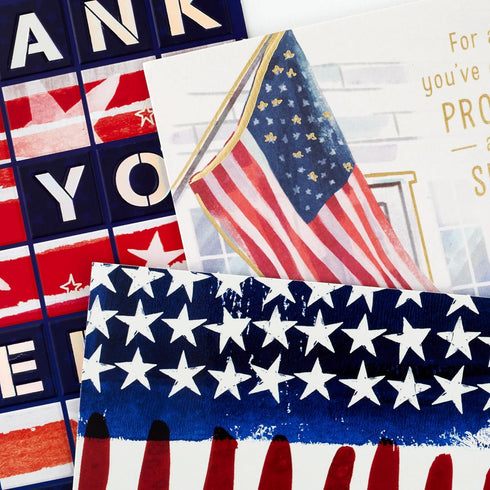 Pack 3 Hallmark of Military Thank You Cards, Veterans Day Cards (Protect and Serve)