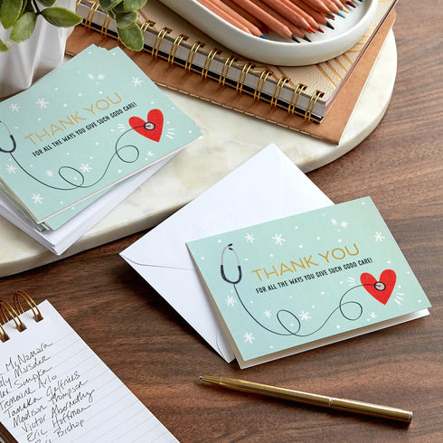 Pack (20 Hallmark Healthcare Thank You Card Blank Cards with Envelopes) for Nurses Day, Doctors, Physician Assistants