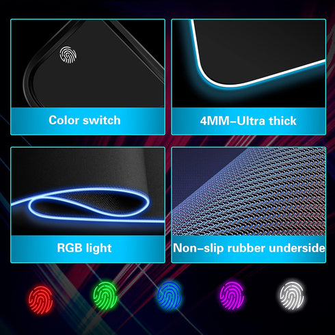 Wireless Mouse Pad Charging, Large Mouse Pad with 10 Lighting Modes for PC Keyboard Gaming Home & Office