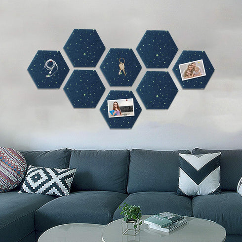 Hexagon Felt Board Tiles Self Adhesive Wall Bulletin Boards Felt Memo Board Notice Board Felt Pin Board Tiles with Push Pins for Home Office Classroom Wall Decal Creative Decor, Star 8 Pcs by Fovasen