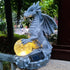 RCTTICUU Solar Dragon Garden Statues Outdoor Decor, Resin Dragon Figurine with Solar Crackle Globe LED Lights Lawn
