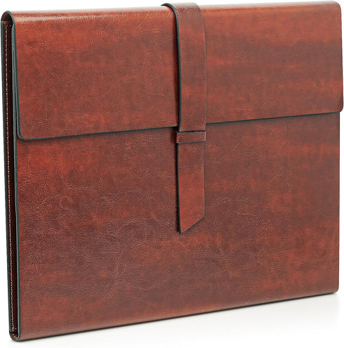GALLAWAY LEATHER Padfolio Portfolio Folder, Slim Organizer for Letter Legal A4 Notebooks, Dark Chocolate