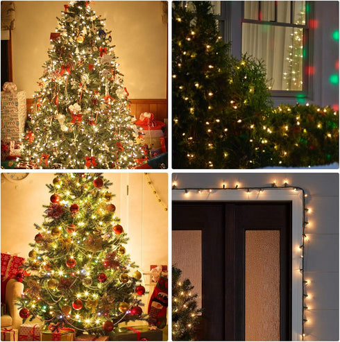 60FT 300 Dazzle Bright Christmas Mini String Lights, Incandescent Green Wire Fairy Lights UL Certified Christmas
