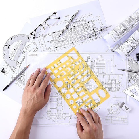 Mr. Pen- House Plan, Interior Design and Furniture Templates - Drafting Tools and Ruler Shapes Set of 3