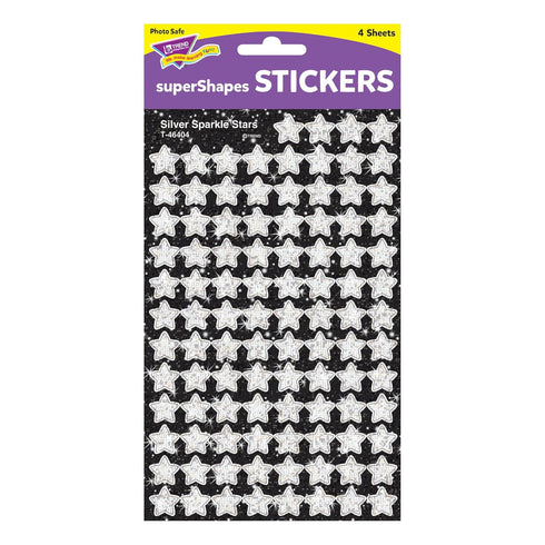 Trend Silver Sparkle Stars superShapes Stickers, 400 Count, Classroom Incentives