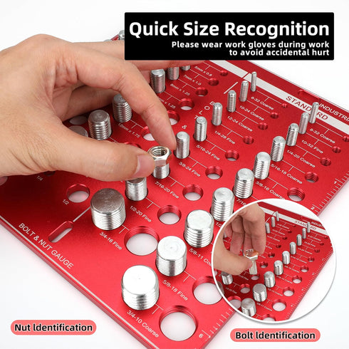 Thread Checker, Nut and Bolt Identifier Gauge with Inch and Centimeter Ruler, 19 Standard & 15 Metric