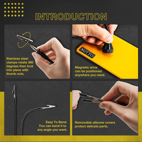 2 Pack Magnetic Flexible Gooseneck Metal with Alligator Clips, Helping Hands Tool for Soldering and Crafts