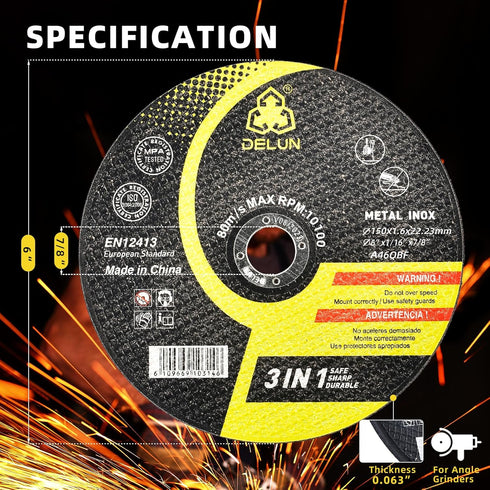 Cut Off Wheels 6 inch, 27-Pack Thin Metal & Stainless Steel Cutting Discs for Angle Grinders