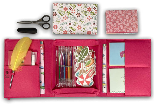 Deluxe Stationary Pen Pal Pack, Hot Pink, 54-Piece Paper Set, Scissors, Sticker Pack, Glue Stick, Gel Pens