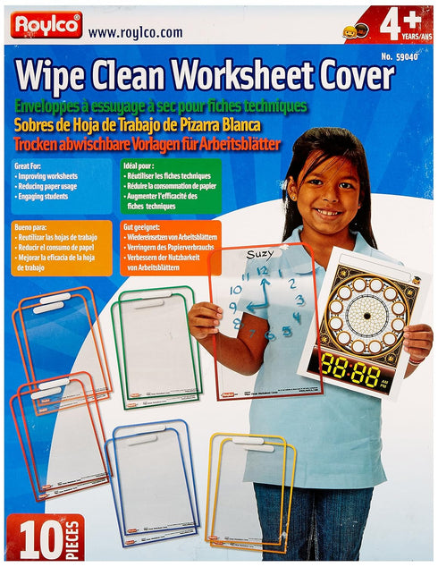Roylco R59040 Dry Erase Wipe Clean Worksheet Cover