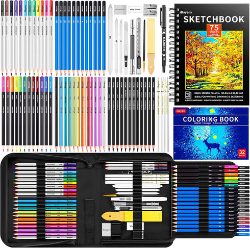 iBayam 78-Pack Drawing Set Sketching Kit Art Supplies for Adult, Christmas Gifts