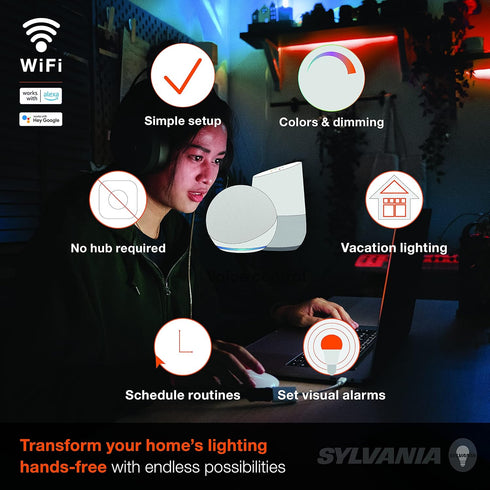 6.5ft, 1 Pack (75705) SYLVANIA Wifi LED Smart Strip Light Expansion Kit, Indoor, Full Color & Adjustable White