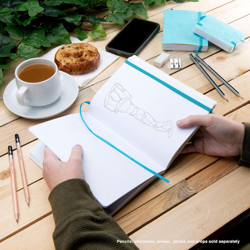 Pentalic 3" x 4" Pocket Sketchbook Traveler Journal - 160 Pages, Turquoise