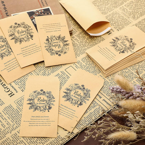 Fumete 100 Pcs Baby Shower Seed Packet Self Adhesive Envelopes for Mini Kraft Seed Packets, No Seeds