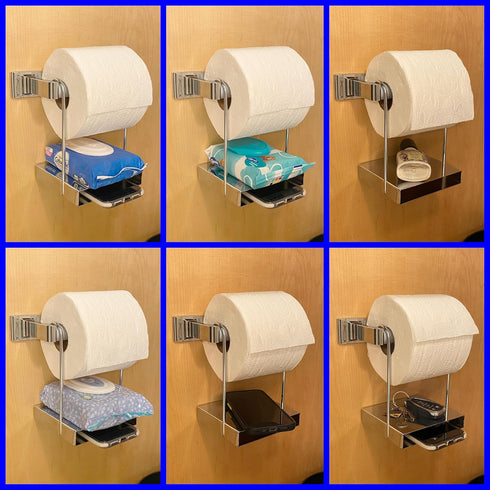 Toilet Paper Holder Shelf - Multi-Purpose Double Shelf for Bathroom