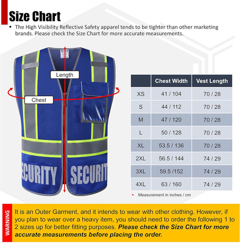 Retro-Reflection Heavy Duty Security Safety Vests, Blue Mesh with 5 Pockets, ANSI/ISEA 107-2015